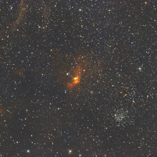 NGC 7635, M52, SH2-161, SH2-157 in constellation Cassiopeia.
